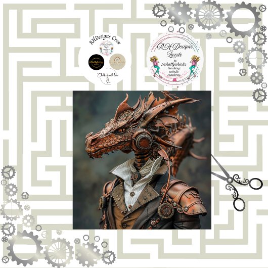 Decoupage Steampunk Dragon Head Victoriaans Tissuepapier