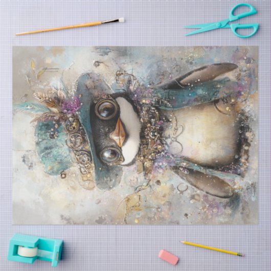 Decoupage Steampunk Extradentaire Pinguïn Tissuepapier (Craft)