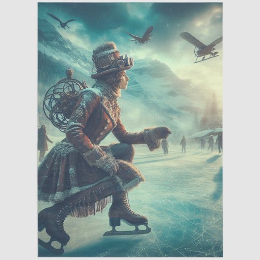 Decoupage Steampunk Fantasy Winter Messenger Tissuepapier