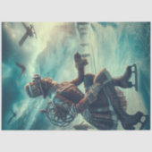 Decoupage Steampunk Fantasy Winter Messenger Tissuepapier (Voorkant)