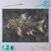 Decoupage Steampunk Fish Silver Gold Metallic Tissuepapier (Craft)