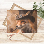 Decoupage Steampunk Fox Portrait Smoking Pipe Tissuepapier