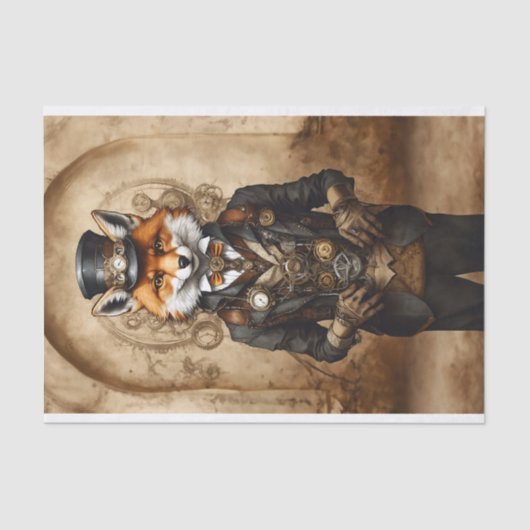 Decoupage Steampunk Fox Tissuepapier (Voorkant)