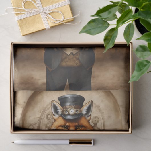 Decoupage Steampunk Fox Tissuepapier (Geschenk)