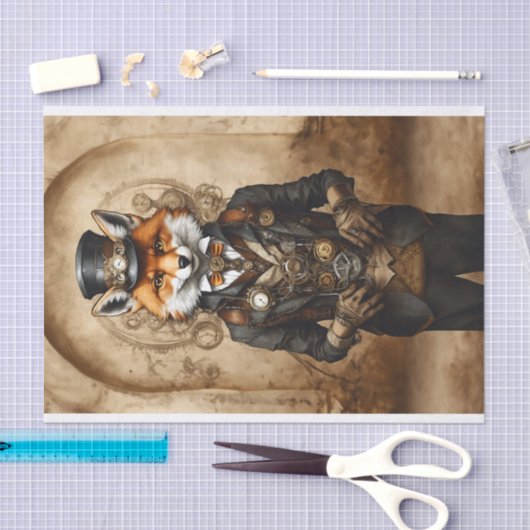  Decoupage Steampunk Fox Tissuepapier (Craft)