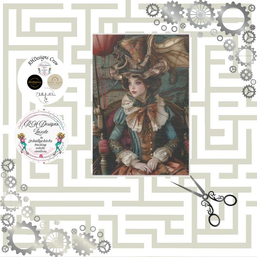 Decoupage Steampunk Gearheart Traveller Tissuepapier