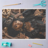 Decoupage Steampunk Gears Klokken Zwart Vrouw Tissuepapier (Craft)