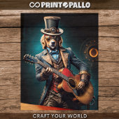 Decoupage - Steampunk Golden Retriever & gitaar - Tissuepapier