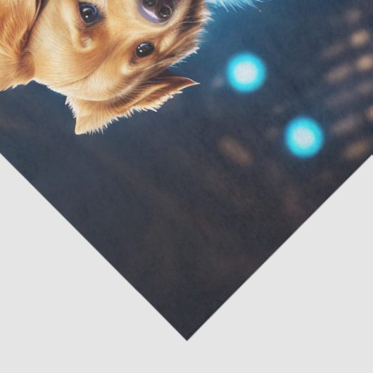 Decoupage - Steampunk Golden Retriever & gitaar - Tissuepapier (Detail)