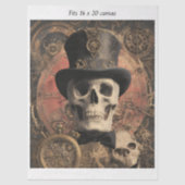 Decoupage Steampunk Gothic Skleton 16x20 Canvas Tissuepapier (Voorkant)