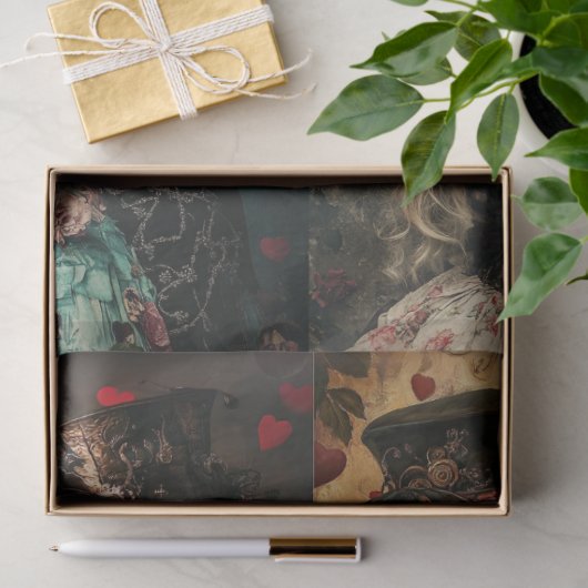 Decoupage Steampunk Gotische Valentijn Koppels (4) Tissuepapier (Geschenk)