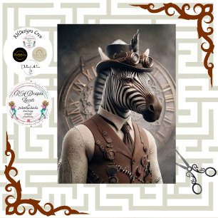 Decoupage Steampunk Heer Zebra Regalia Tissuepapier