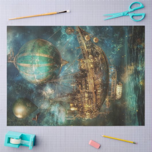 Decoupage Steampunk Hete Luchtballon Cosmic Sky Tissuepapier (Craft)