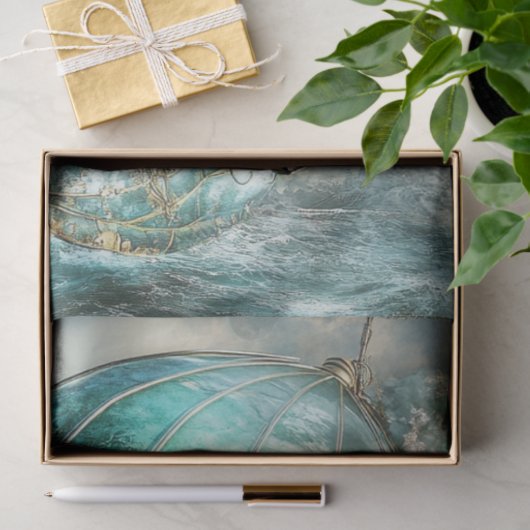 Decoupage Steampunk Hete Luchtballon & Wereldbol Tissuepapier (Geschenk)