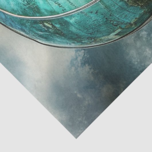 Decoupage Steampunk Hete Luchtballon & Wereldbol Tissuepapier (Detail)