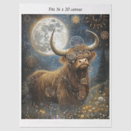 Decoupage Steampunk Highland Celestial Moon Canvas Tissuepapier