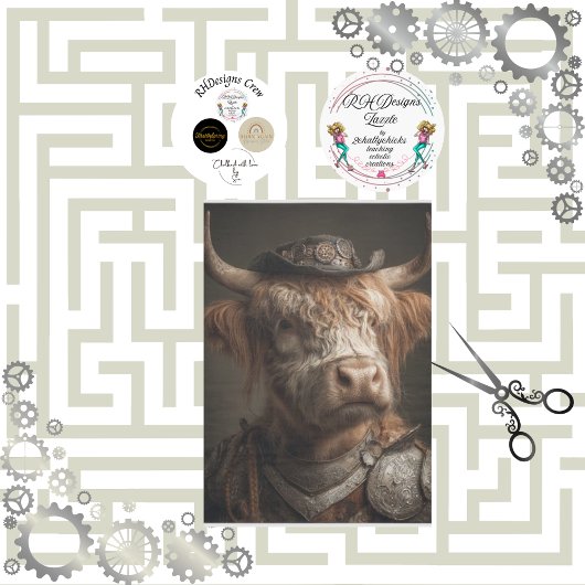 Decoupage Steampunk Highland Diesel Punk Machinery Tissuepapier