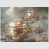 Decoupage Steampunk Hot Air Balloon Mirror Finish Tissuepapier (Voorkant)