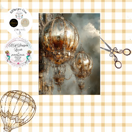 Decoupage Steampunk Hot Air Balloon Mirror Finish Tissuepapier