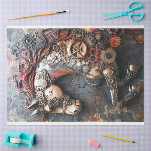 Decoupage Steampunk Iron Horse Gearheart Tissuepapier (Craft)