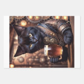 Decoupage - Steampunk kat drinkend bier - Inpakpapier Vel (Voorkant)