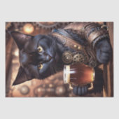 Decoupage - Steampunk kat drinkend bier - Tissuepapier (Voorkant)