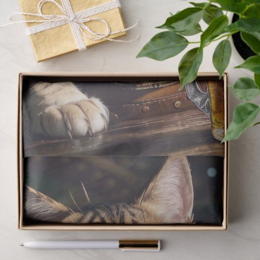 Decoupage - Steampunk kat met bier - Tissuepapier (Geschenk)