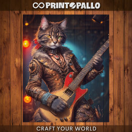 Decoupage - Steampunk kat speelt gitaar Inpakpapier Vel