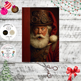 Decoupage Steampunk Kerstman Voorbeschouwing Versn Tissuepapier