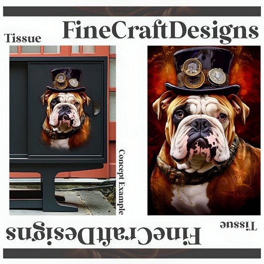 Decoupage Steampunk Koninklijk Brits Bulldog Links Tissuepapier