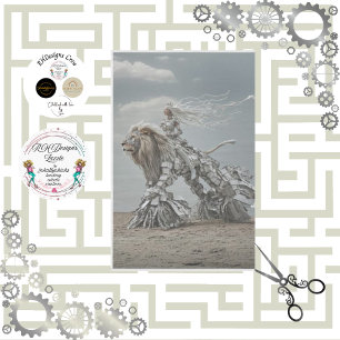 Decoupage Steampunk Leeuwenlandschap Tissuepapier