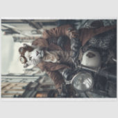 Decoupage Steampunk Leo Leopard Motorrijder Tissuepapier (Voorkant)