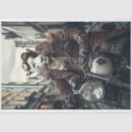 Decoupage Steampunk Leo Leopard Motorrijder Tissuepapier