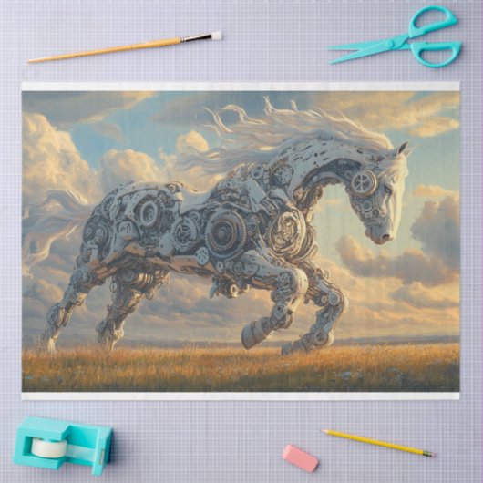 Decoupage Steampunk Mechanical Horse Cogsmane Tissuepapier (Craft)
