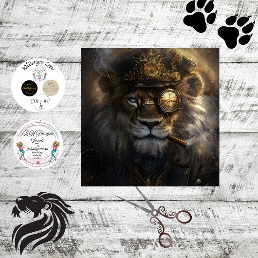 Decoupage Steampunk Mechanische Monarch Leeuw Tissuepapier