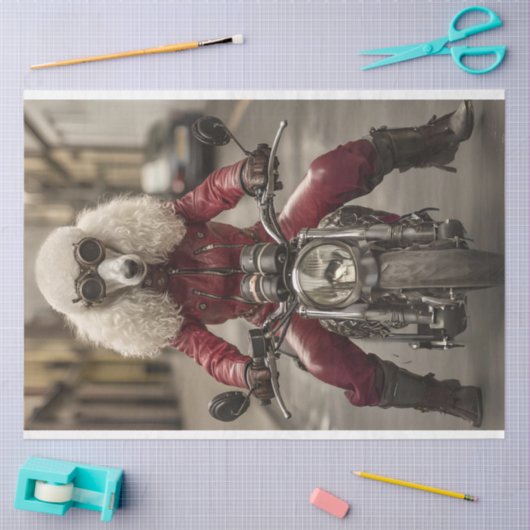 Decoupage Steampunk Motorcycle Riding Poodle Tissuepapier (Craft)