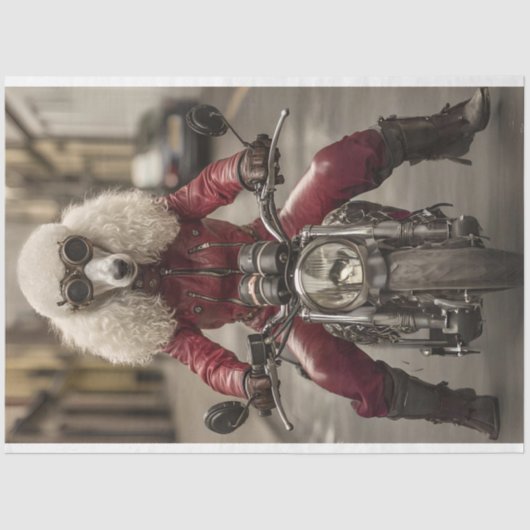 Decoupage Steampunk Motorcycle Riding Poodle Tissuepapier (Voorkant)