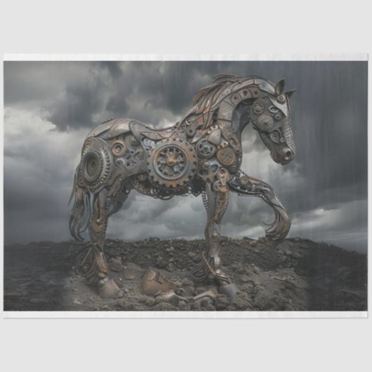 Decoupage Steampunk Paard Ironhoof Tissuepapier (Voorkant)