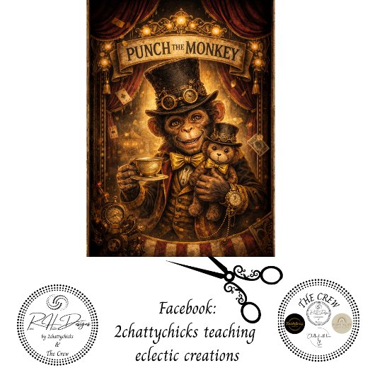 Decoupage Steampunk Punch the Monkey Tissuepapier