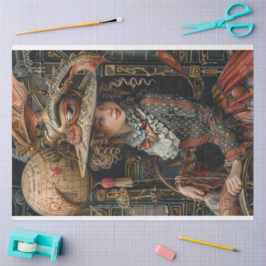 Decoupage Steampunk Reiziger Victoriaans Meisje Tissuepapier (Craft)