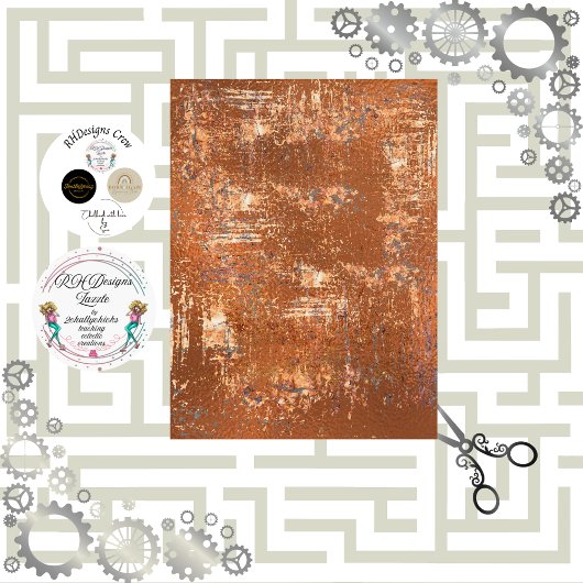Decoupage Steampunk Roest Kleur Nepeffect Tissuepapier