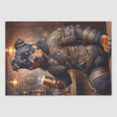 Decoupage - Steampunk rottweiler hond en bier - Tissuepapier (Voorkant)