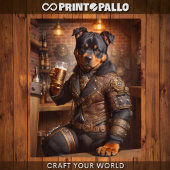 Decoupage - Steampunk rottweiler hond en bier - Tissuepapier