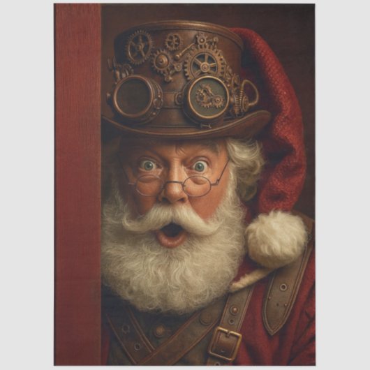 Decoupage Steampunk Santa Sneak Peek Gears Cheers Tissuepapier (Voorkant)