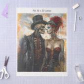 Decoupage Steampunk Skeleton Couple 16x20 Canvas Tissuepapier (Craft)