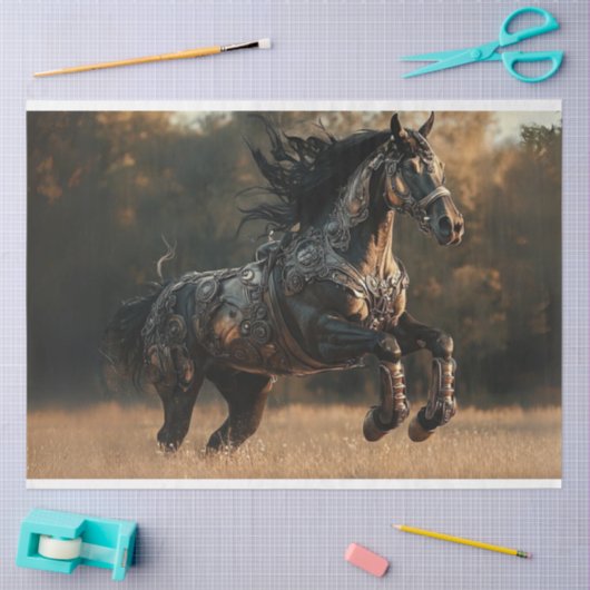 Decoupage Steampunk Stallion Copper IRONMANE Tissuepapier (Craft)