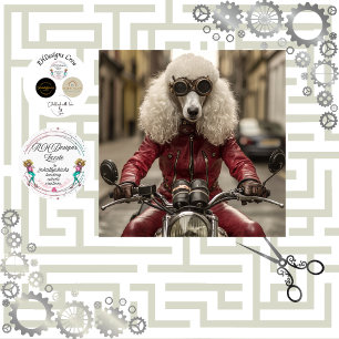 Decoupage Steampunk Standaard Poedel Motorfiets Tissuepapier