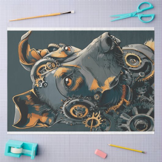 Decoupage Steampunk Steal Dog Tissuepapier (Craft)