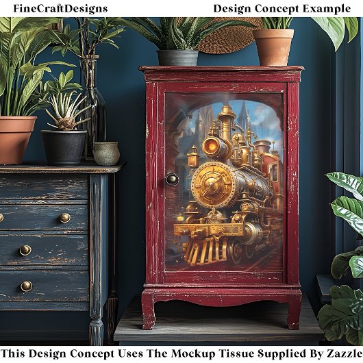 Decoupage Steampunk Stoomtrein Faux Ink 037 Tissuepapier