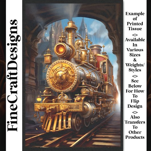 Decoupage Steampunk Stoomtrein Nep Inkt 037 Tissuepapier